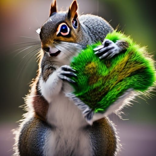 Punk Rock Squirrel with Green Fur