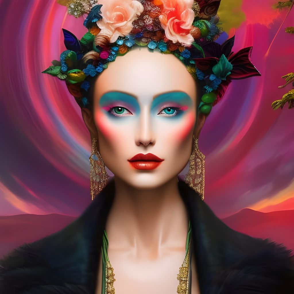 Luminous Neo-Punk Goddess in Hyperdetailed Fantasy Art