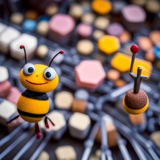 Anthropomorphic Bee in Factory, Claymation Style