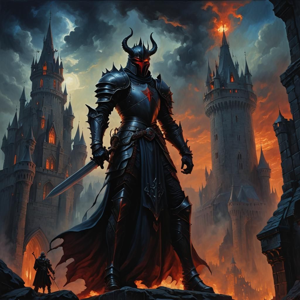 Dark Fantasy Demonic Knight Oil Painting