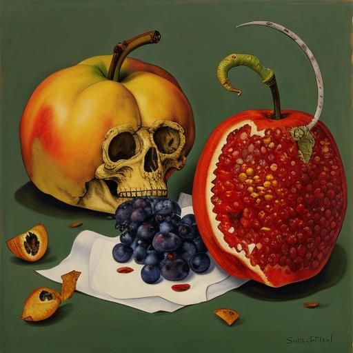 Surreal Still Life with Grotesque Rat, Expressionist Style