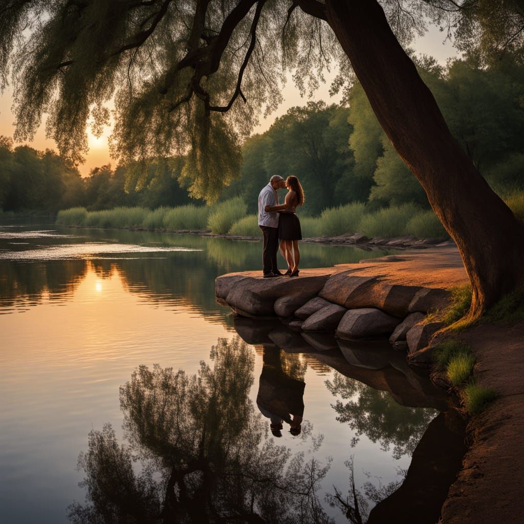 Elegant Love in Serene Sunset