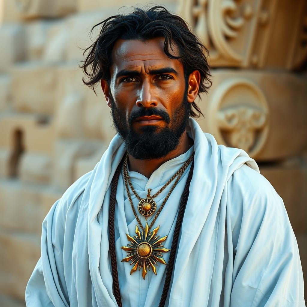 Medieval Middle Eastern Sun Priest in White Robes