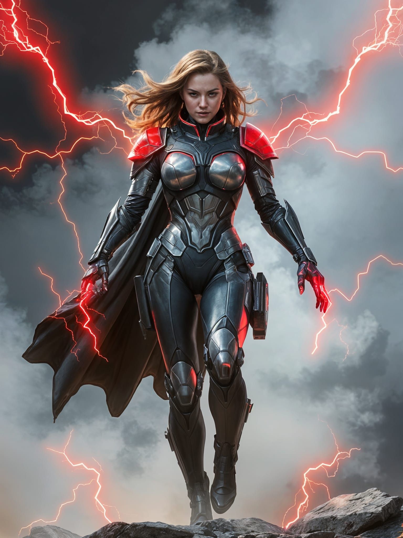 Heroic Cybernetic Sorceress with Electric Hands