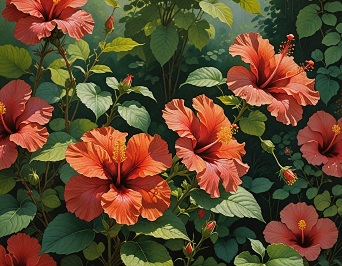 Surreal Hibiscus Bloom in Tropical Paradise