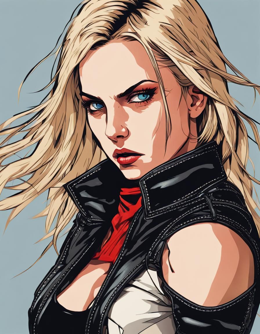 Blonde Woman with an Angry Expression