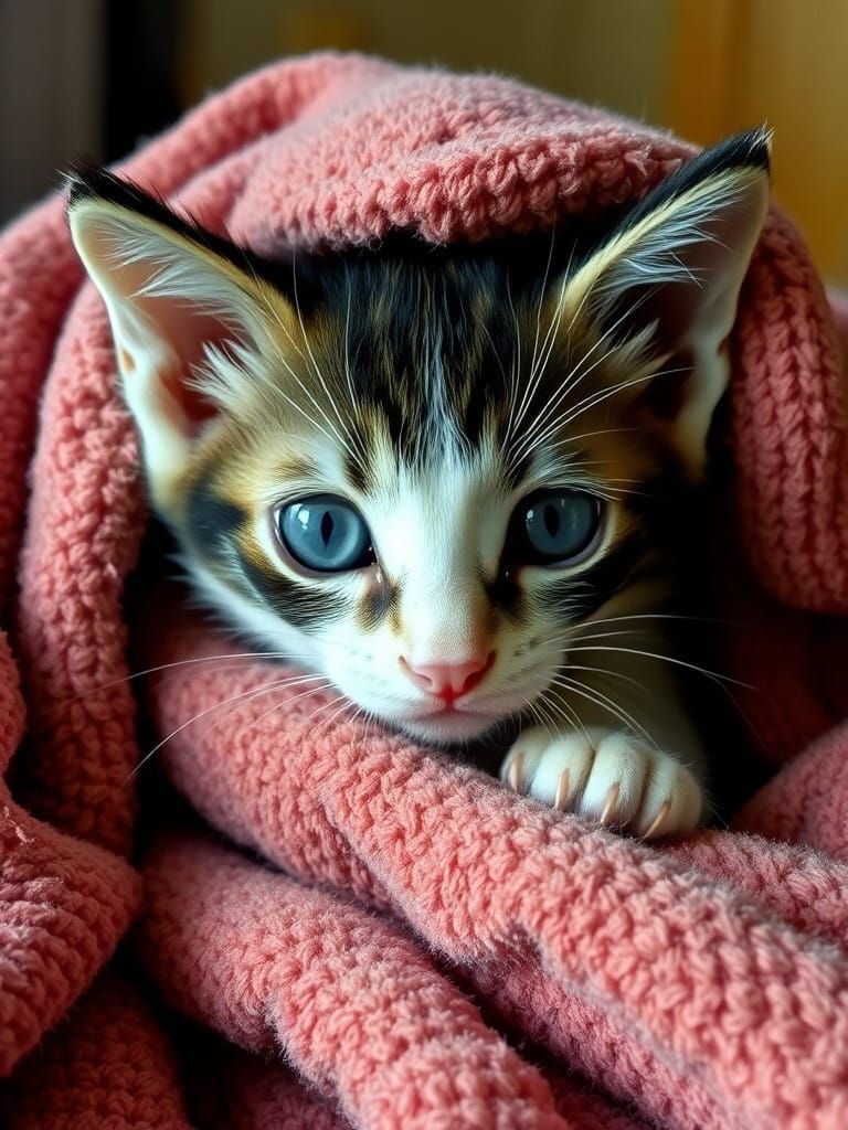 Miley Cares for a Damp Kitten, Captured in a Heartwarming Mo...