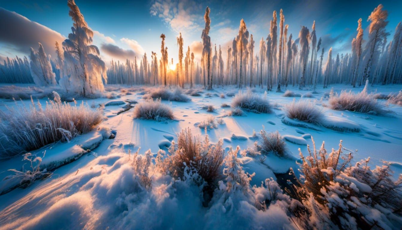 Arctic Tundra Landscape with Blue Ice