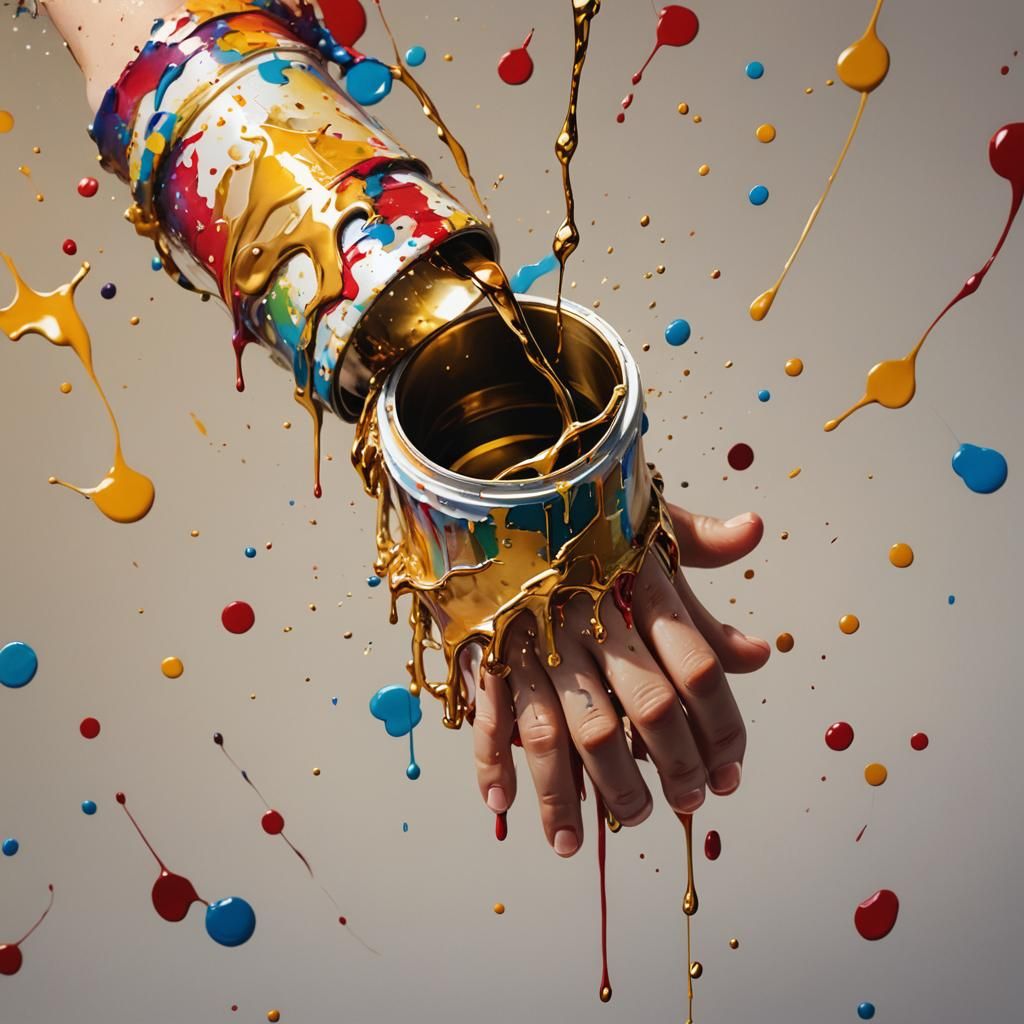 Hyperrealistic Hand with Dripping Gold Bracelet