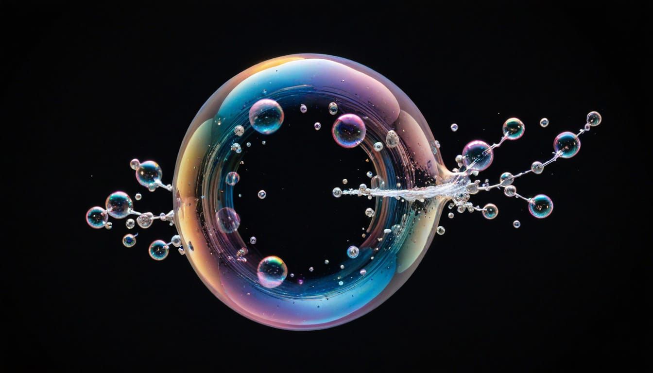 Half-Popped Soap Bubble in Macro Shot