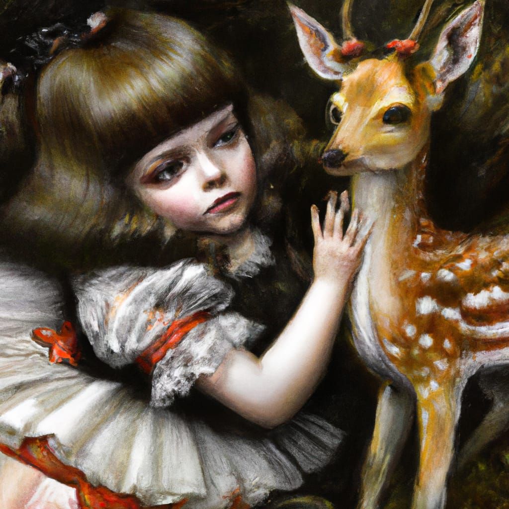 Maria stroking  Bambi