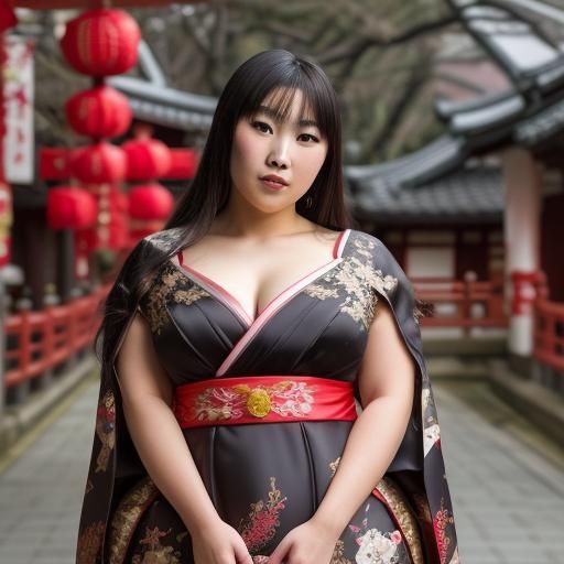 Ebony Woman in Japanese New Year Gown