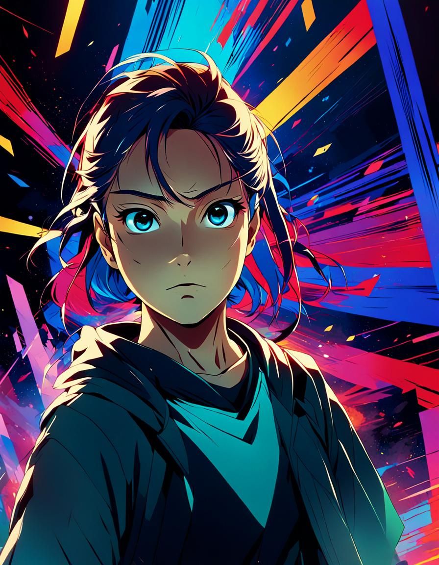 Heroic Anime Illustration in Studio Trigger Style