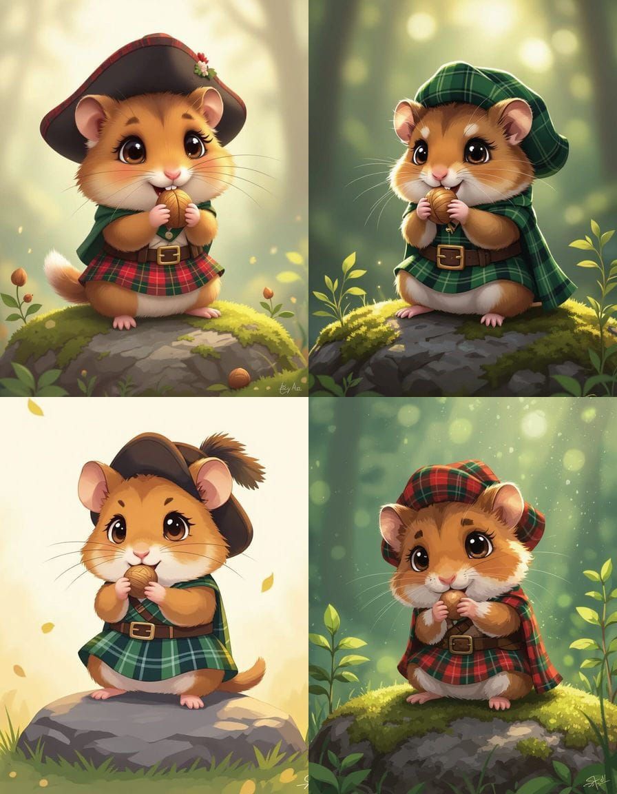 Charming Hamster Character in Scottish Attire