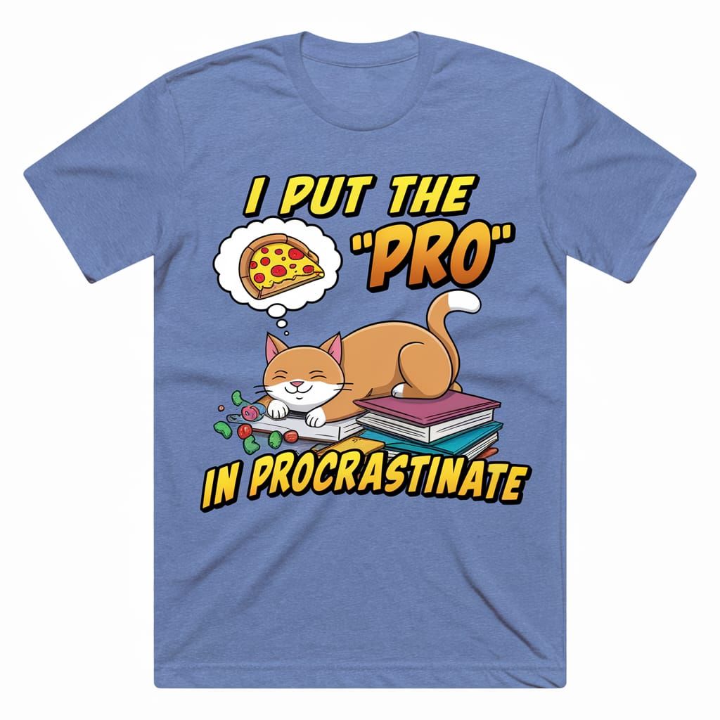 Funny Cat T-Shirt Design in Cartoon Style