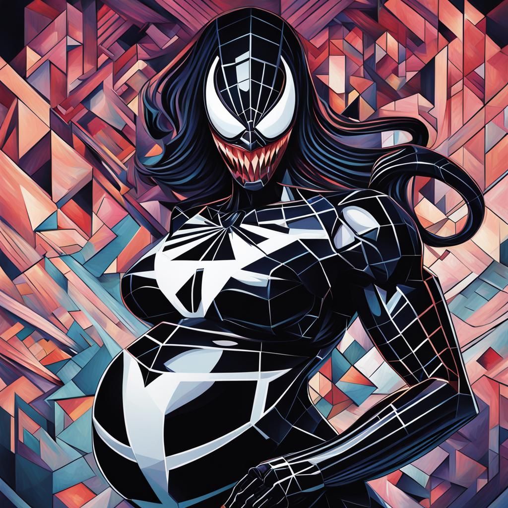 Pregnant She-Venom in Geometric Cubist Style