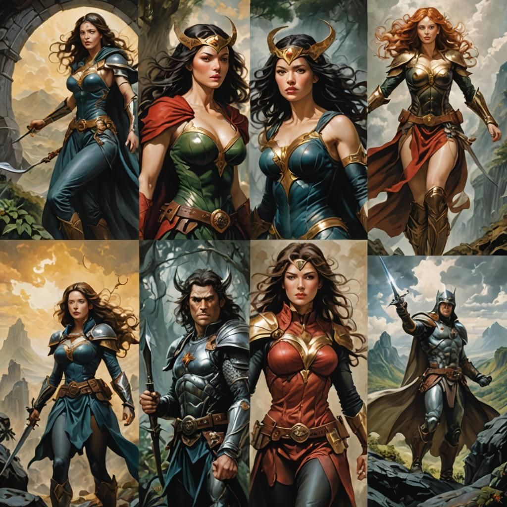 Heroic Fantasy Woman in a Vibrant Landscape