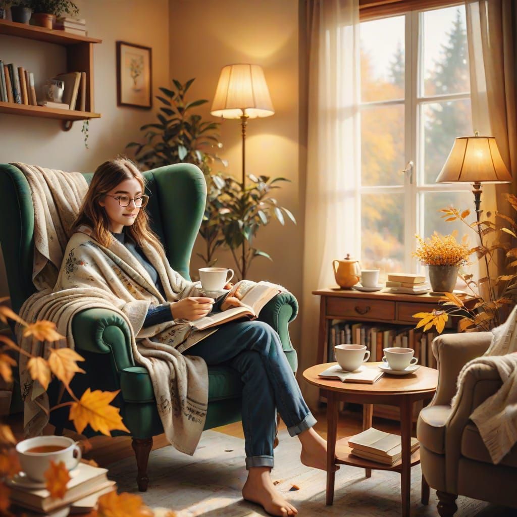 Cozy Armchair Scene in Watercolor Style