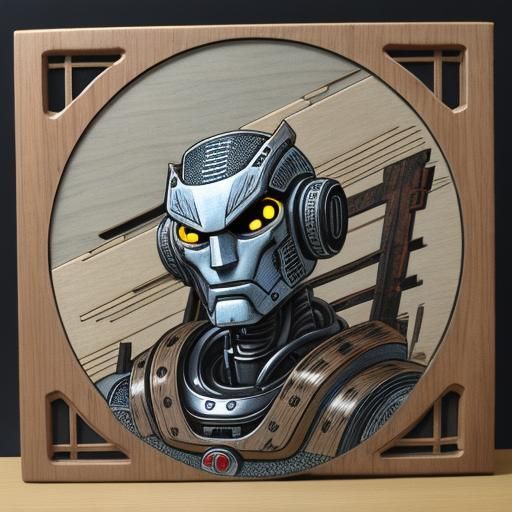 Robot in Japanese Woodblock Style
