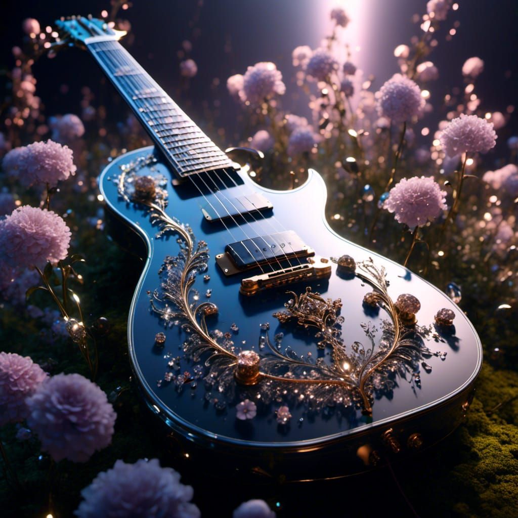 Crystal Flower Guitar in Volumetric Lighting