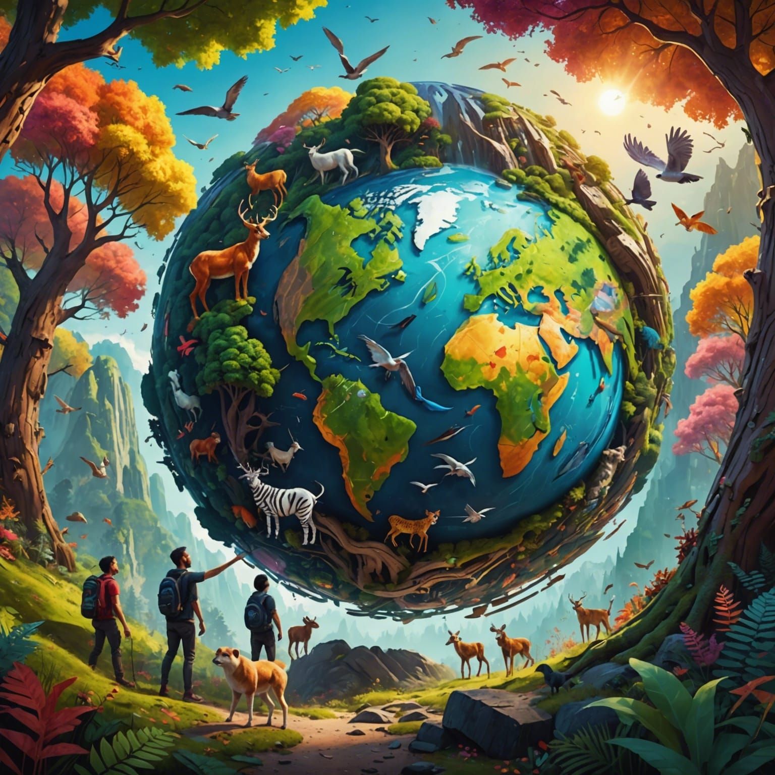 Embracing Earth: A Colorful World of Life