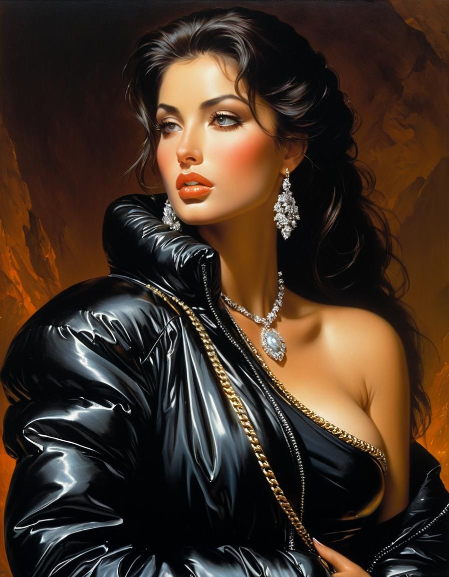 oil-realism painting, Close up; half-body view, A beautiful ...