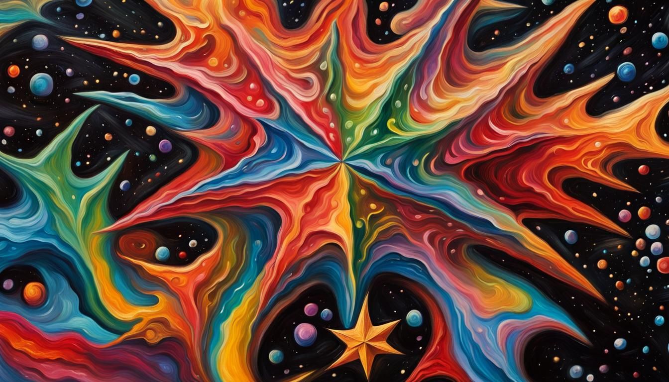 Vivid Celestial Star Cluster in Impasto Oil Paint