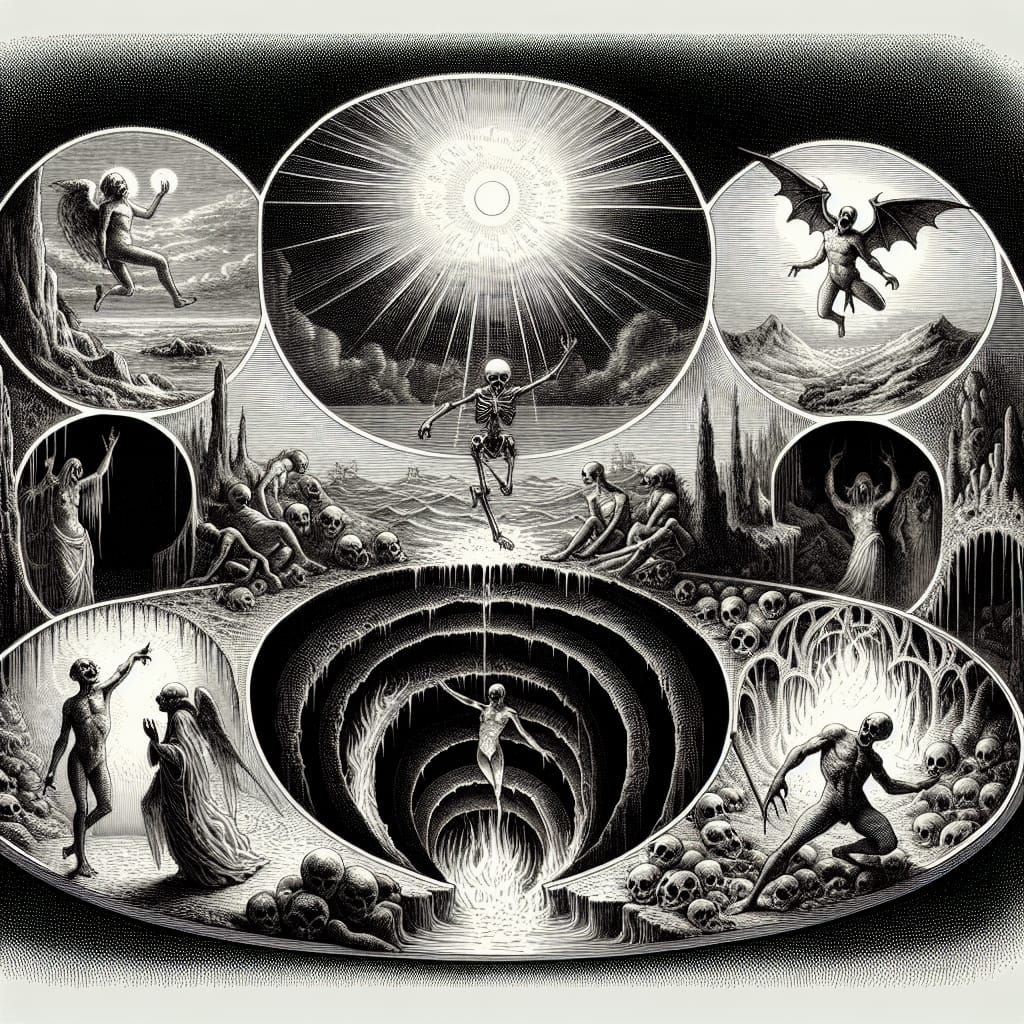 Seven Circles of Hell: Engraving and Oil Painting