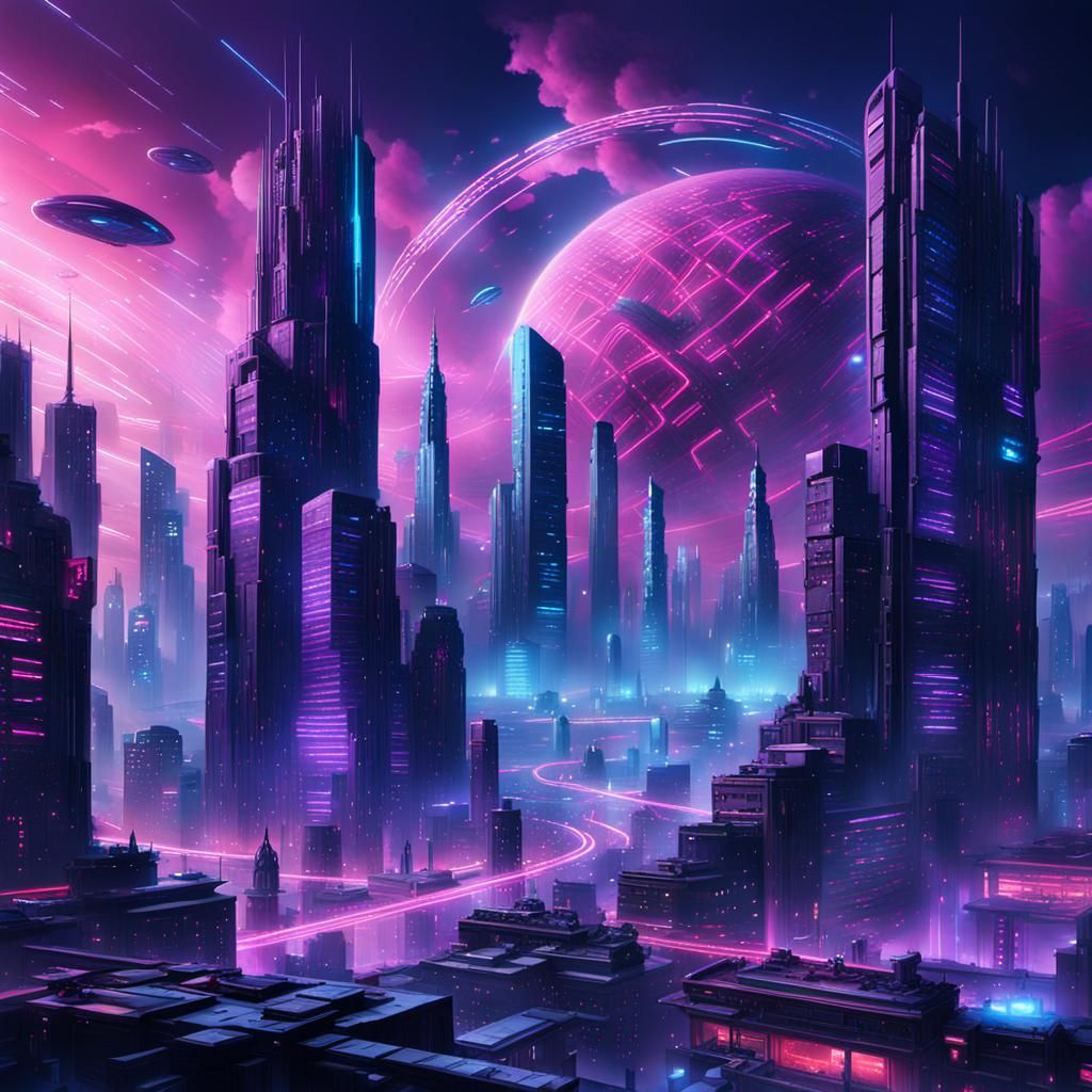 Neon Cyberpunk Cityscape at Night