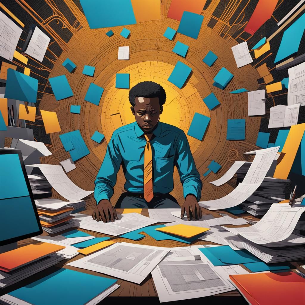 Stressed African Man in Pop Art Style