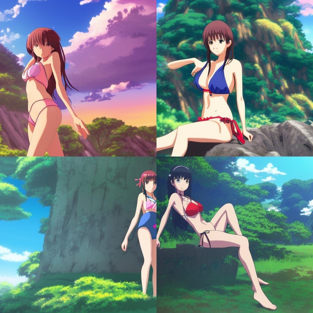 Anime Girl in Bikini: Studio Ghibli Style