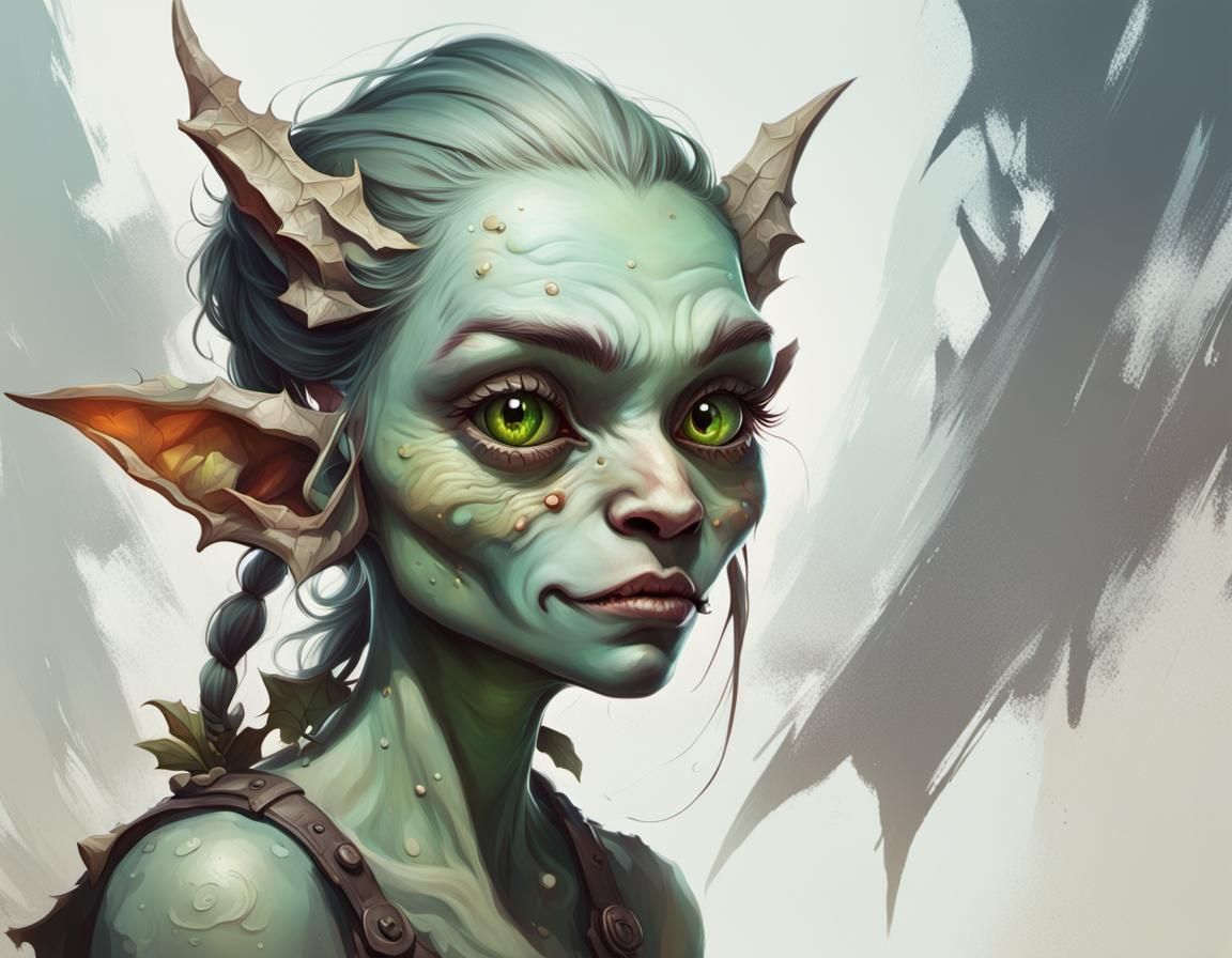 Cute Goblin Girl in Splash Art Style