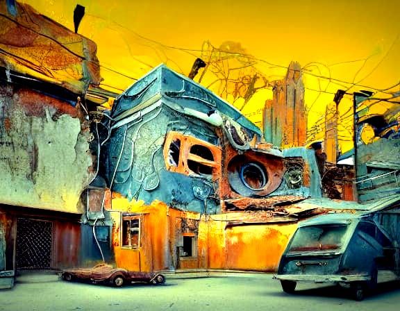 Biomechanical Abstraction in Vibrant Orange and Rust