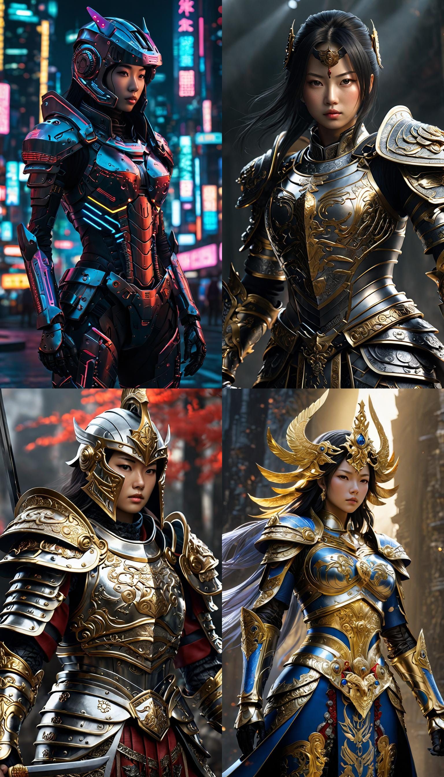 Armored Warrior with Metallic Shine, Hyperdetailed Art