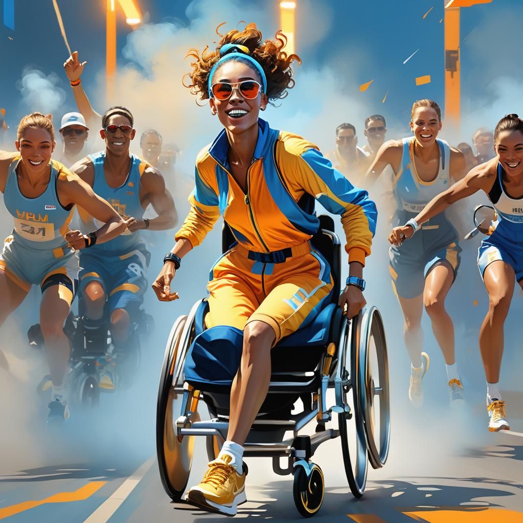 Triumphant Athlete in High-Tech Wheelchair Concept Art