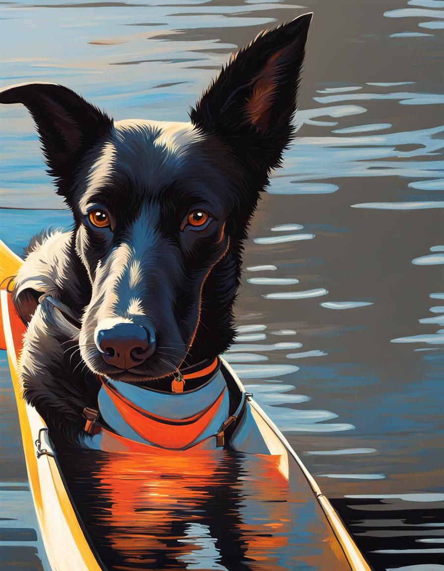 Munchie Kayak-cruising on the Rio Grande