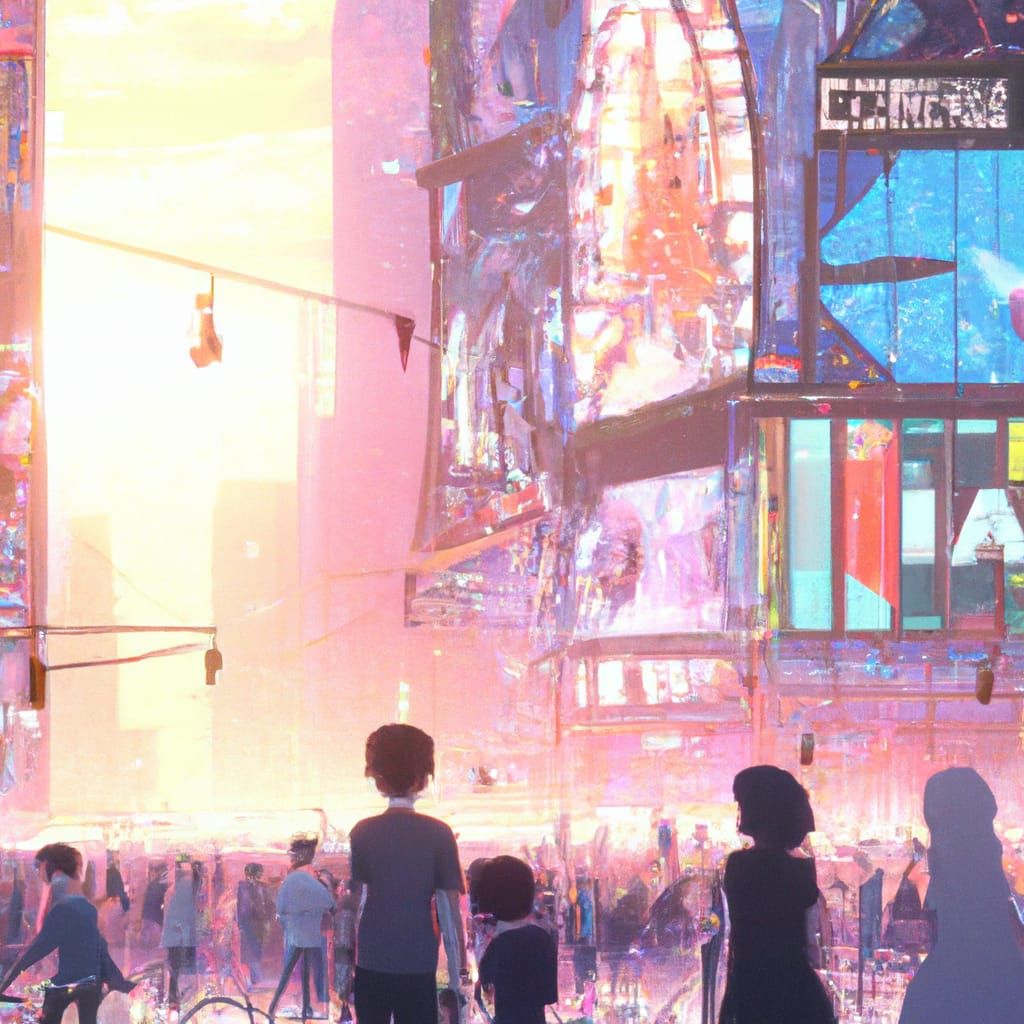 Times Square Sunset in Anime Style