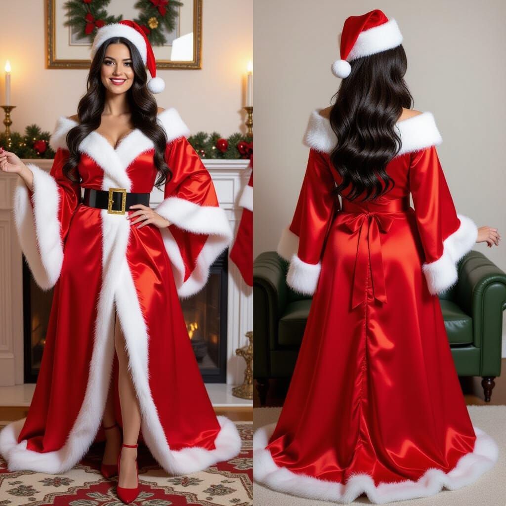 Nyssa Al Ghul As Mrs Claus In Satin Dress