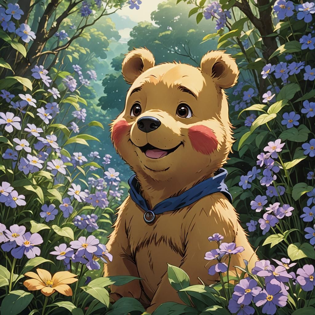 Winnie the Pooh in Studio Ghibli Anime Style