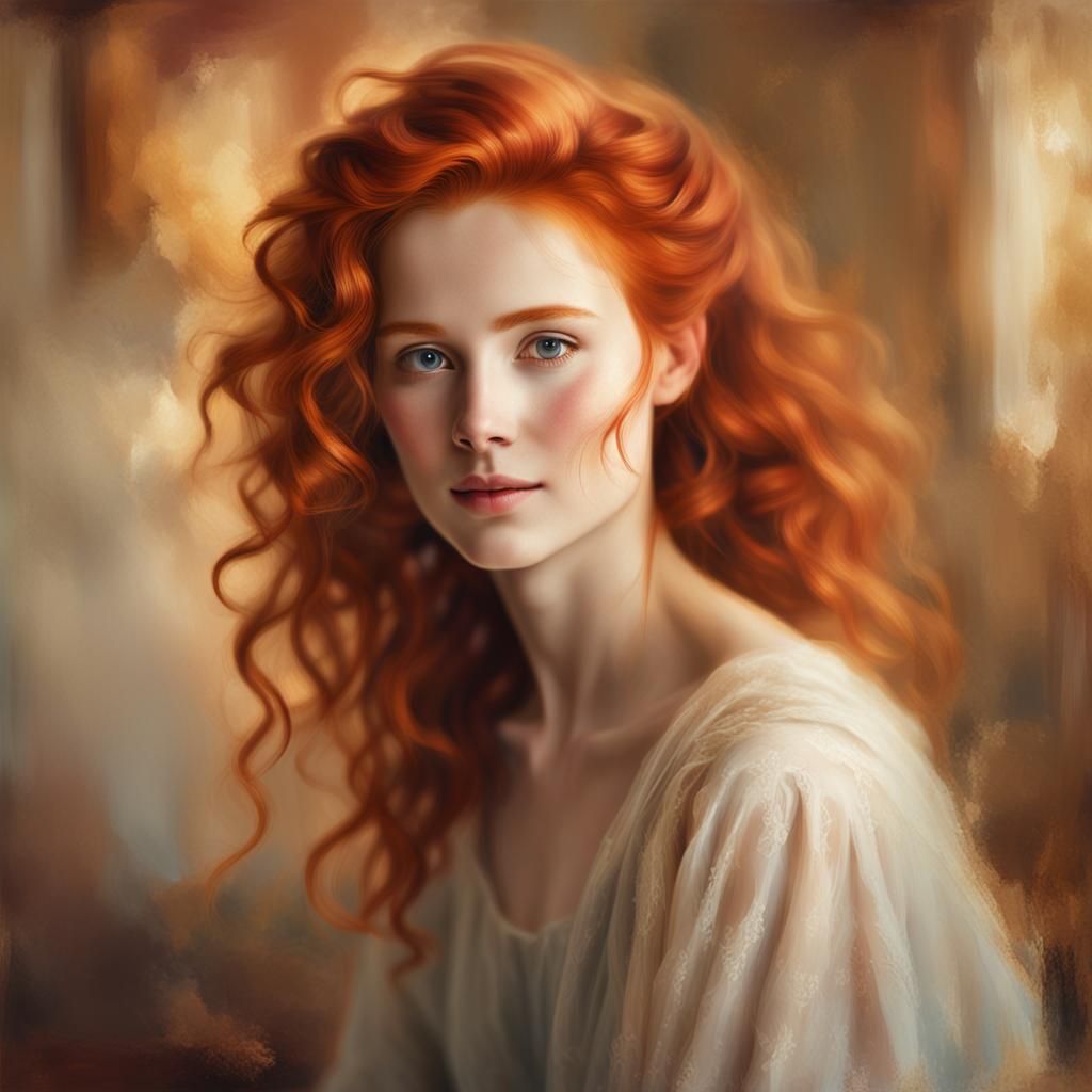 Redhead Portrait in Renaissance Oil Painting Style