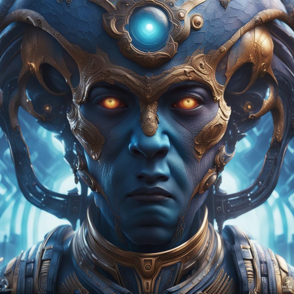 Detailed Arcturian Face in Fantasy Concept Art