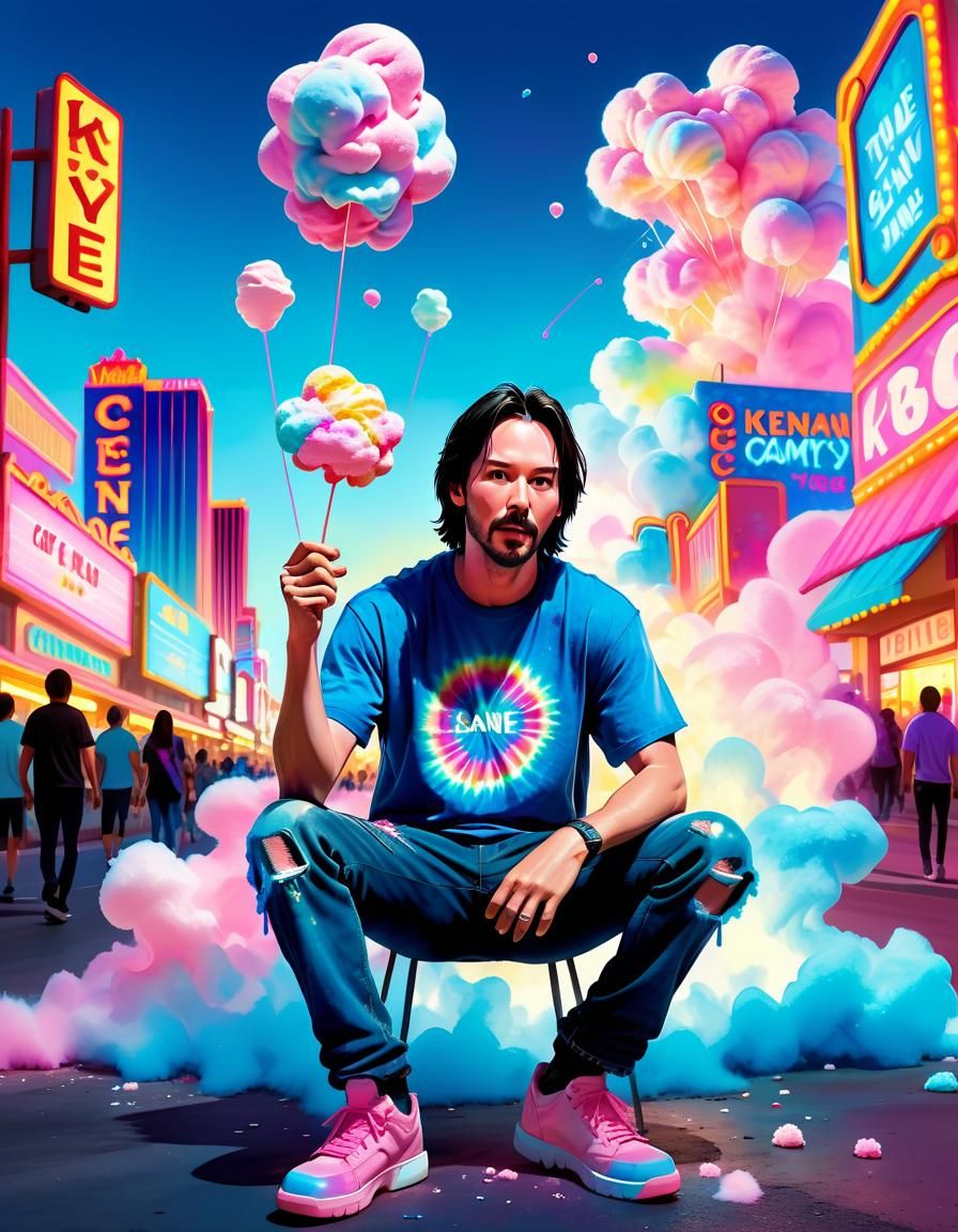 Cartoon Keanu Reeves in Psychedelic Vegas, Pop Art