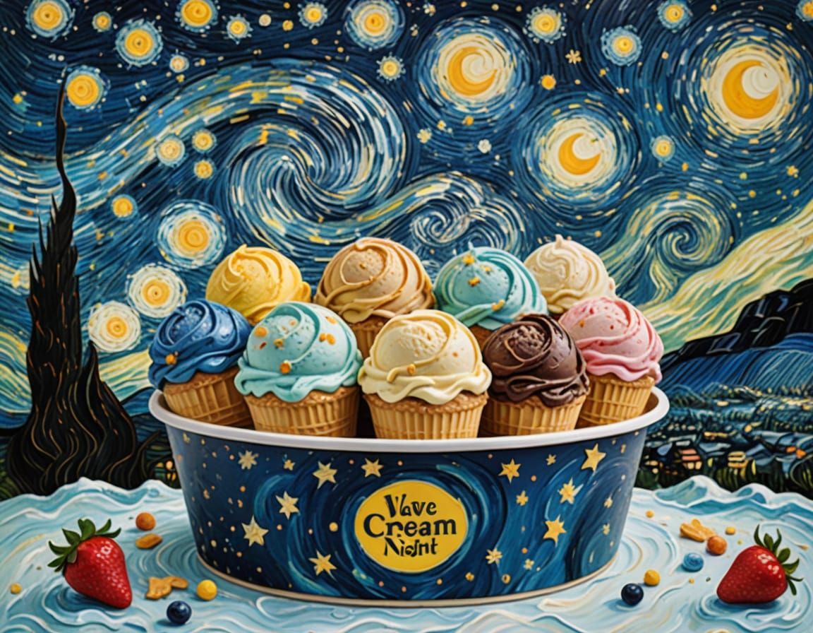 Starry Night Recreated with Ice Cream Flavors