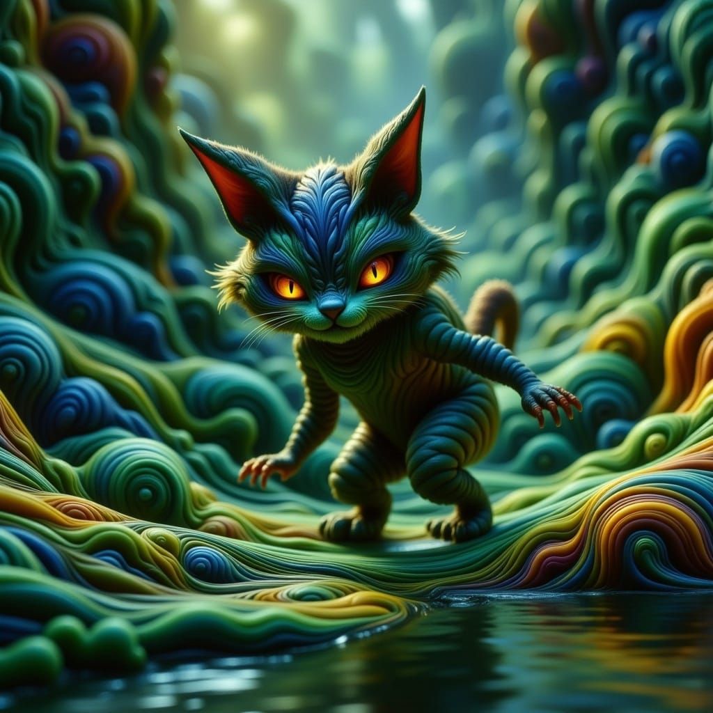 Cheshire Cat Ninja in Rainforest: Grunge Art