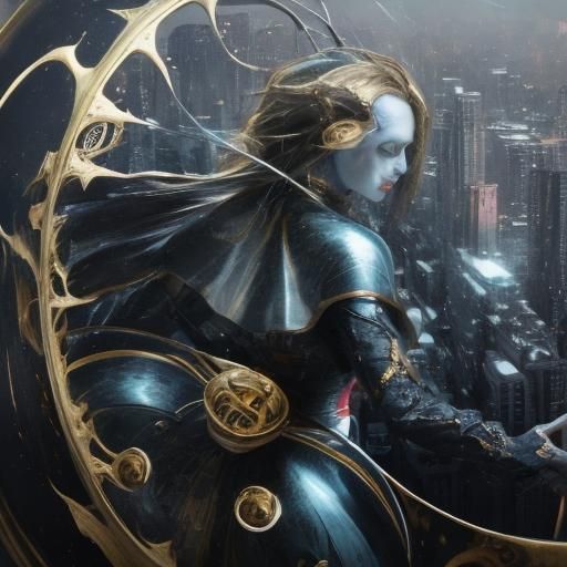 Woman Crying at Sunrise in Pop Art Style