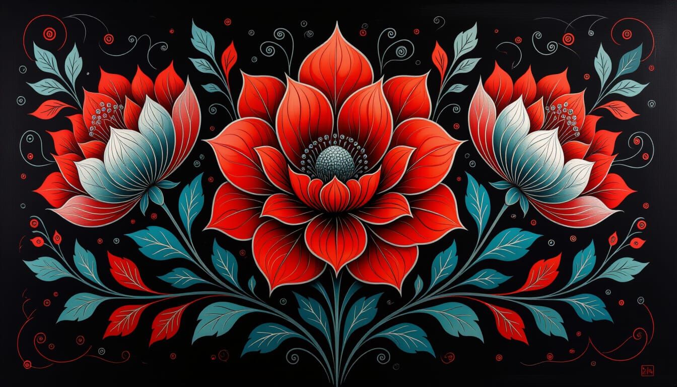 Abstract Floral Painting in Watercolor Wash