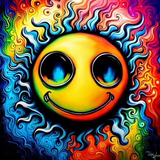 Graffiti Smiley Face in Tim Burton Style