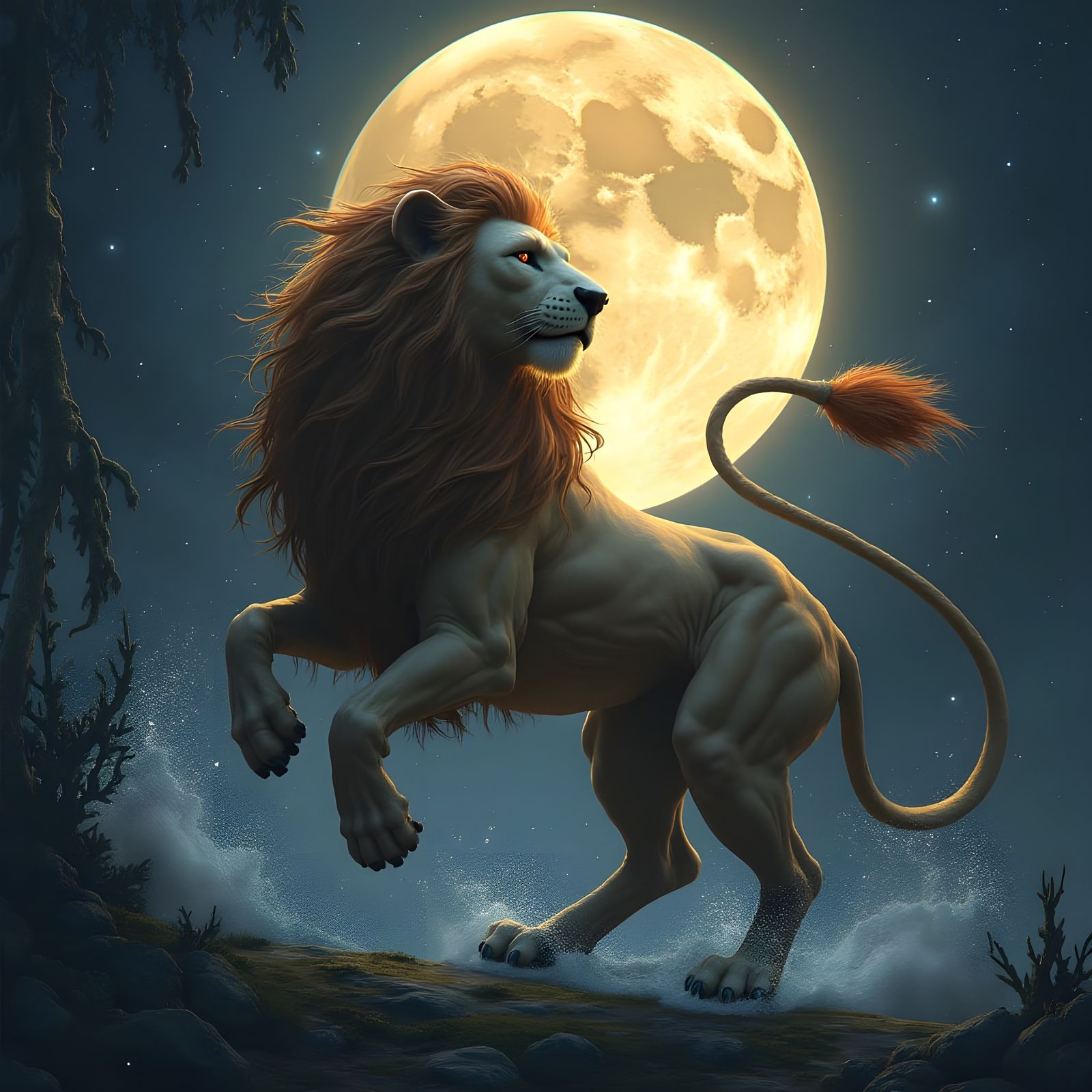 Moonlit Majesty in Leo, a Vibrant Tarot Scene