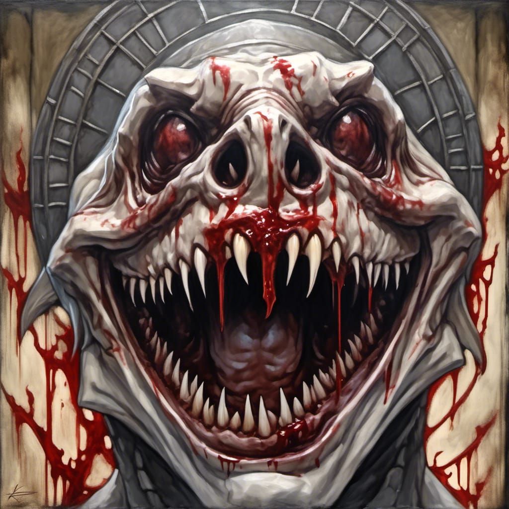 Vampire Monarch with Shark Fangs in Gritty Horror Style