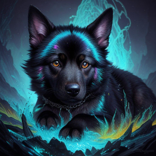 Iridescent Puppy Hybrid in Dreamlike Atmosphere